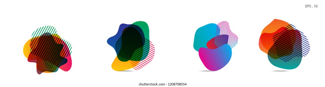 Set of abstract modern graphic elements. Dynamical colored forms and line. Gradient abstract banners with flowing liquid shapes. Template for the design of a logo,flyer or presentation. Vector.