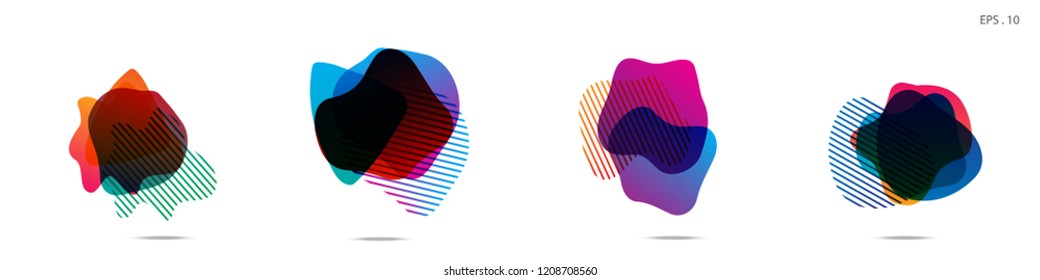 Set of abstract modern graphic elements. Dynamical colored forms and line. Gradient abstract banners with flowing liquid shapes. Template for the design of a logo,flyer or presentation. Vector.