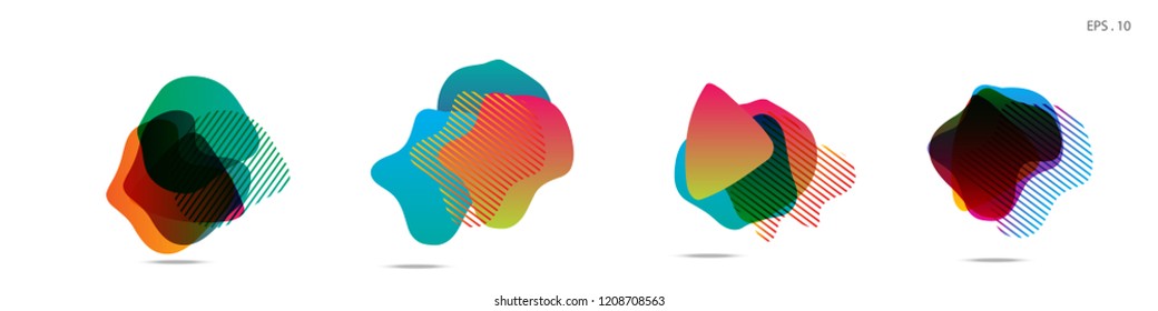 Set of abstract modern graphic elements. Dynamical colored forms and line. Gradient abstract banners with flowing liquid shapes. Template for the design of a logo,flyer or presentation. Vector.