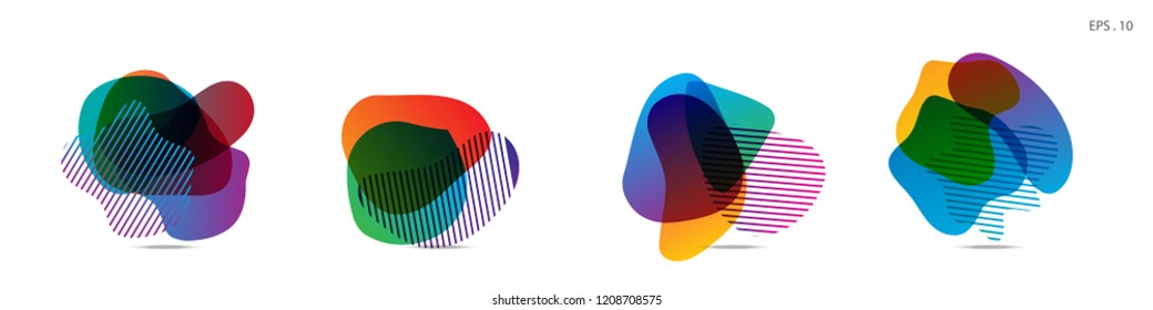 Set of abstract modern graphic elements. Dynamical colored forms and line. Gradient abstract banners with flowing liquid shapes. Template for the design of a logo,flyer or presentation. Vector.