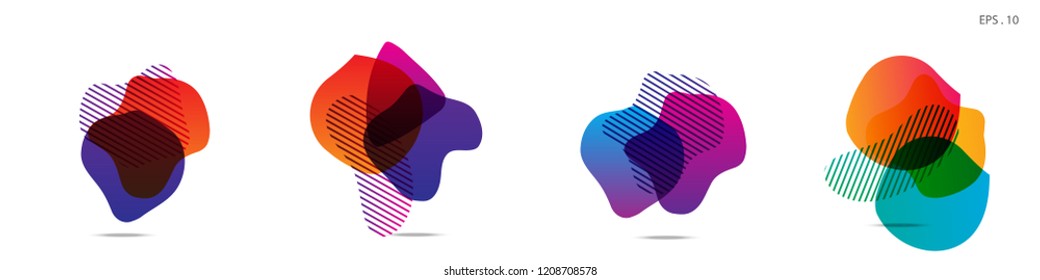 Set of abstract modern graphic elements. Dynamical colored forms and line. Gradient abstract banners with flowing liquid shapes. Template for the design of a logo,flyer or presentation. Vector.