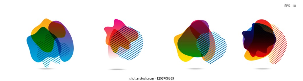 Set of abstract modern graphic elements. Dynamical colored forms and line. Gradient abstract banners with flowing liquid shapes. Template for the design of a logo,flyer or presentation. Vector.