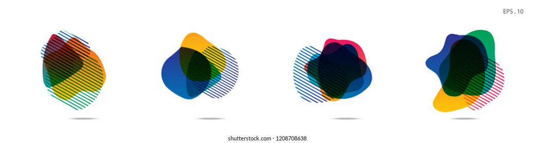 Set of abstract modern graphic elements. Dynamical colored forms and line. Gradient abstract banners with flowing liquid shapes. Template for the design of a logo,flyer or presentation. Vector.