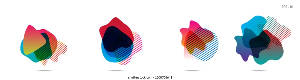 Set of abstract modern graphic elements. Dynamical colored forms and line. Gradient abstract banners with flowing liquid shapes. Template for the design of a logo,flyer or presentation. Vector.