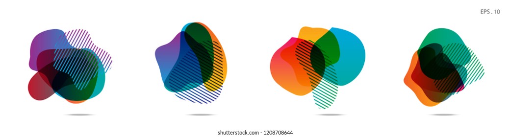 Set of abstract modern graphic elements. Dynamical colored forms and line. Gradient abstract banners with flowing liquid shapes. Template for the design of a logo,flyer or presentation. Vector.