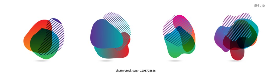 Set of abstract modern graphic elements. Dynamical colored forms and line. Gradient abstract banners with flowing liquid shapes. Template for the design of a logo,flyer or presentation. Vector.