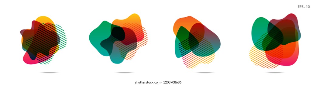Set of abstract modern graphic elements. Dynamical colored forms and line. Gradient abstract banners with flowing liquid shapes. Template for the design of a logo,flyer or presentation. Vector.