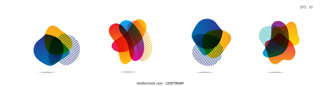 Set of abstract modern graphic elements. Dynamical colored forms and line. Gradient abstract banners with flowing liquid shapes. Template for the design of a logo,flyer or presentation. Vector.