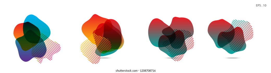 Set of abstract modern graphic elements. Dynamical colored forms and line. Gradient abstract banners with flowing liquid shapes. Template for the design of a logo,flyer or presentation. Vector.