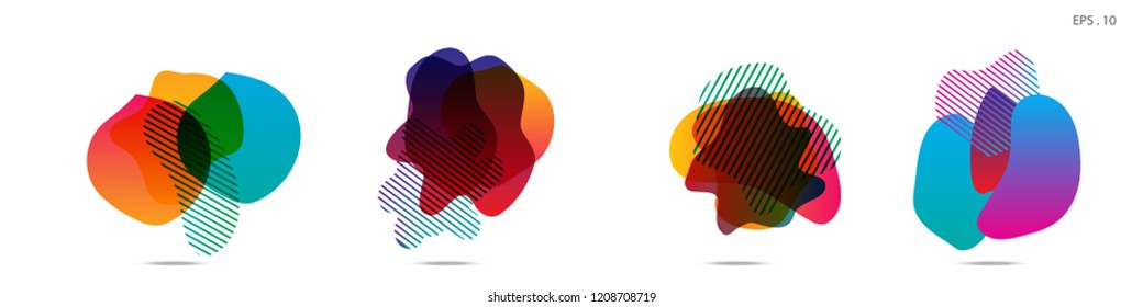 Set of abstract modern graphic elements. Dynamical colored forms and line. Gradient abstract banners with flowing liquid shapes. Template for the design of a logo,flyer or presentation. Vector.