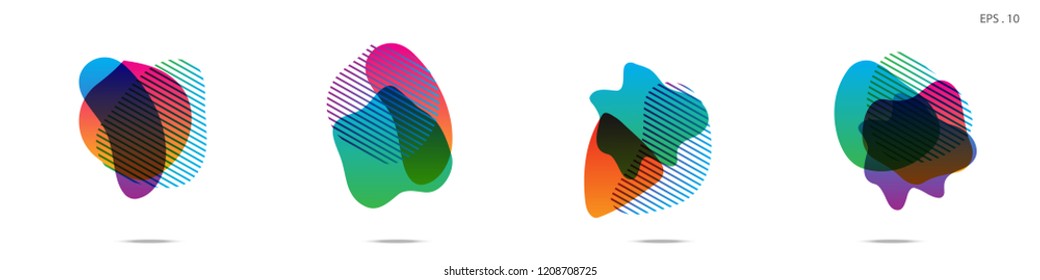 Set of abstract modern graphic elements. Dynamical colored forms and line. Gradient abstract banners with flowing liquid shapes. Template for the design of a logo,flyer or presentation. Vector.