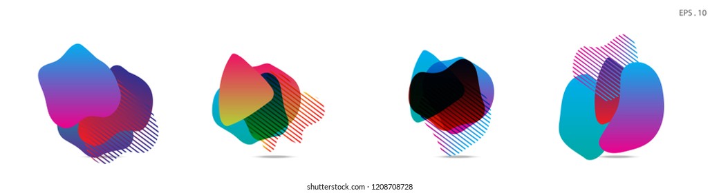 Set of abstract modern graphic elements. Dynamical colored forms and line. Gradient abstract banners with flowing liquid shapes. Template for the design of a logo,flyer or presentation. Vector.