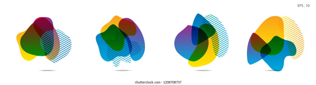 Set of abstract modern graphic elements. Dynamical colored forms and line. Gradient abstract banners with flowing liquid shapes. Template for the design of a logo,flyer or presentation. Vector.