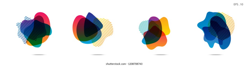 Set of abstract modern graphic elements. Dynamical colored forms and line. Gradient abstract banners with flowing liquid shapes. Template for the design of a logo,flyer or presentation. Vector.