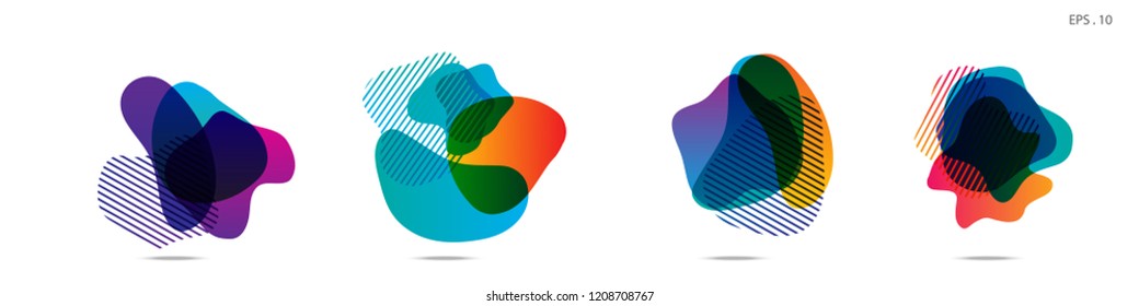 Set of abstract modern graphic elements. Dynamical colored forms and line. Gradient abstract banners with flowing liquid shapes. Template for the design of a logo,flyer or presentation. Vector.