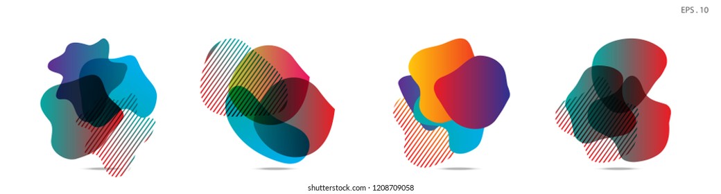 Set of abstract modern graphic elements. Dynamical colored forms and line. Gradient abstract banners with flowing liquid shapes. Template for the design of a logo,flyer or presentation. Vector.