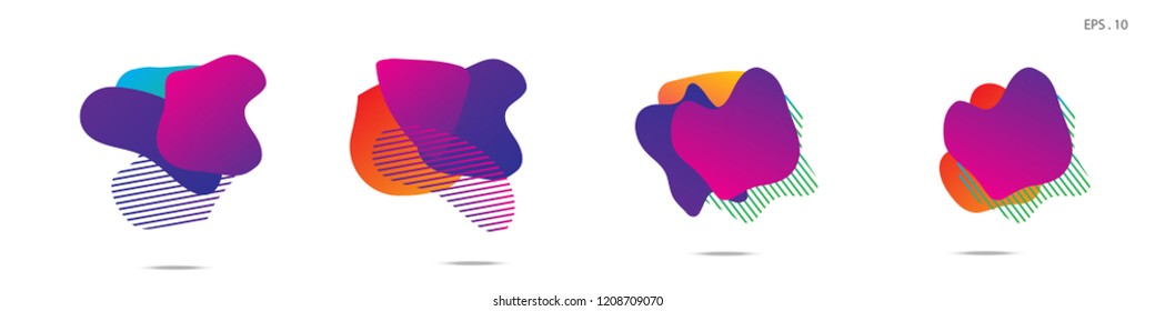Set of abstract modern graphic elements. Dynamical colored forms and line. Gradient abstract banners with flowing liquid shapes. Template for the design of a logo,flyer or presentation. Vector.