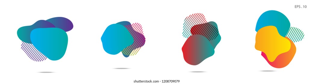 Set of abstract modern graphic elements. Dynamical colored forms and line. Gradient abstract banners with flowing liquid shapes. Template for the design of a logo,flyer or presentation. Vector.