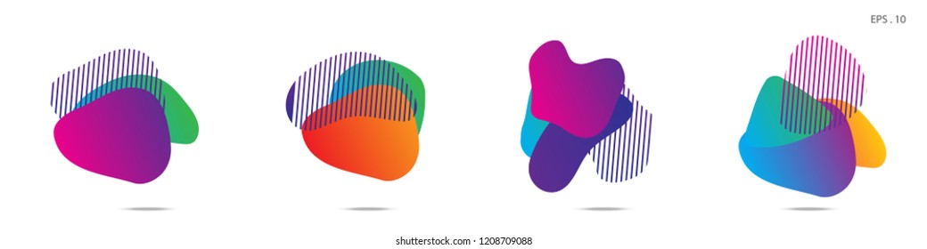 Set of abstract modern graphic elements. Dynamical colored forms and line. Gradient abstract banners with flowing liquid shapes. Template for the design of a logo,flyer or presentation. Vector.