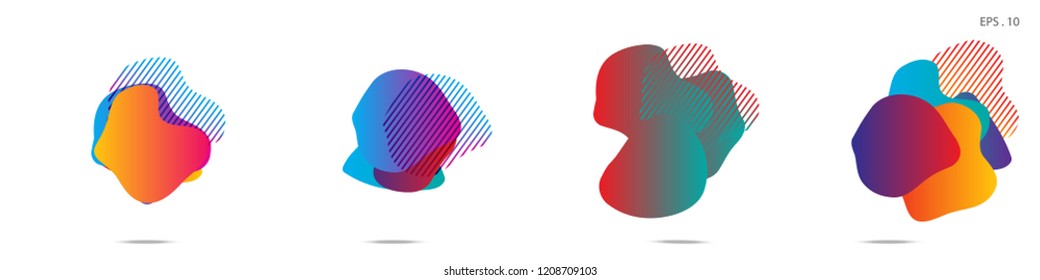 Set of abstract modern graphic elements. Dynamical colored forms and line. Gradient abstract banners with flowing liquid shapes. Template for the design of a logo,flyer or presentation. Vector.