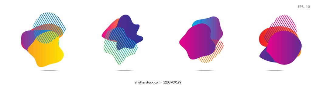 Set of abstract modern graphic elements. Dynamical colored forms and line. Gradient abstract banners with flowing liquid shapes. Template for the design of a logo,flyer or presentation. Vector.