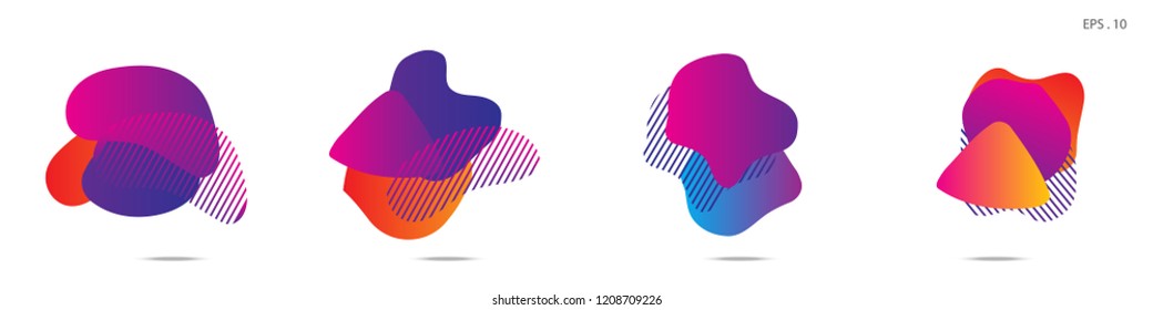 Set of abstract modern graphic elements. Dynamical colored forms and line. Gradient abstract banners with flowing liquid shapes. Template for the design of a logo,flyer or presentation. Vector.