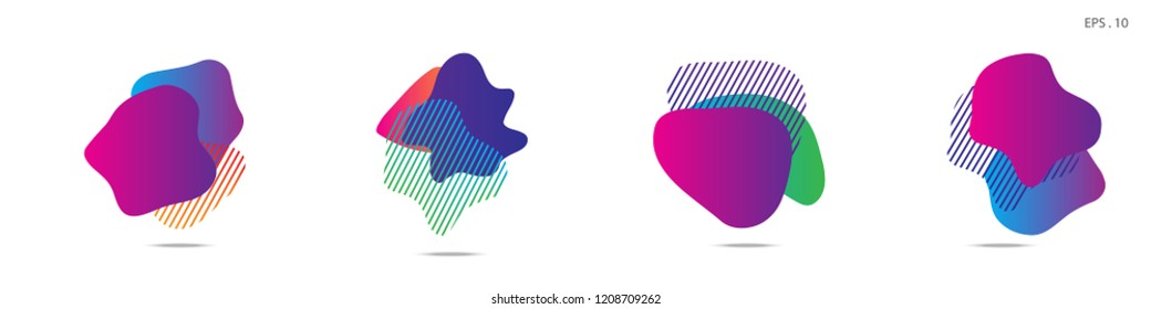 Set of abstract modern graphic elements. Dynamical colored forms and line. Gradient abstract banners with flowing liquid shapes. Template for the design of a logo,flyer or presentation. Vector.