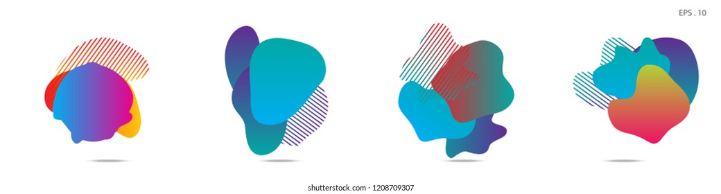 Set of abstract modern graphic elements. Dynamical colored forms and line. Gradient abstract banners with flowing liquid shapes. Template for the design of a logo,flyer or presentation. Vector.