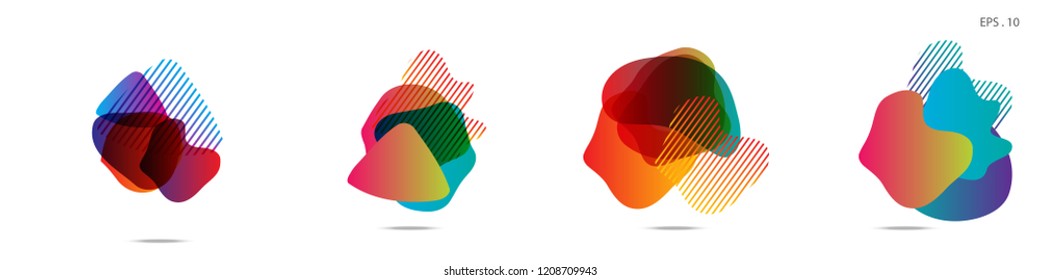 Set of abstract modern graphic elements. Dynamical colored forms and line. Gradient abstract banners with flowing liquid shapes. Template for the design of a logo,flyer or presentation. Vector.