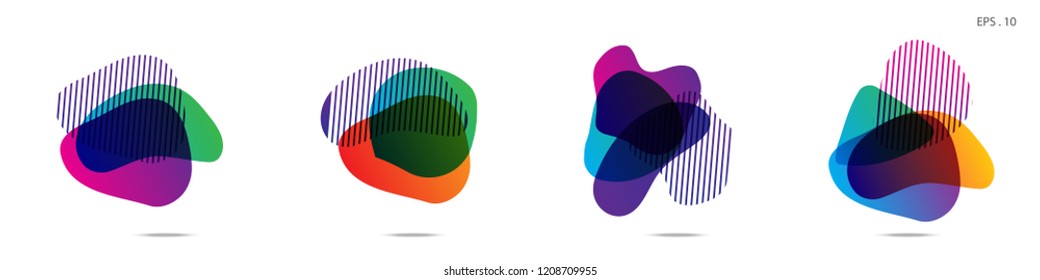 Set of abstract modern graphic elements. Dynamical colored forms and line. Gradient abstract banners with flowing liquid shapes. Template for the design of a logo,flyer or presentation. Vector.