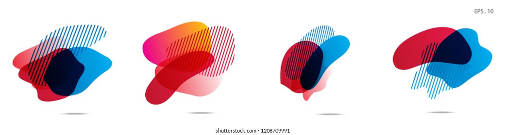 Set of abstract modern graphic elements. Dynamical colored forms and line. Gradient abstract banners with flowing liquid shapes. Template for the design of a logo,flyer or presentation. Vector.