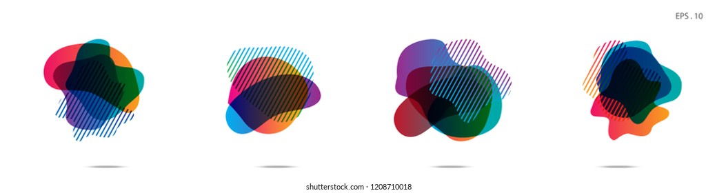 Set of abstract modern graphic elements. Dynamical colored forms and line. Gradient abstract banners with flowing liquid shapes. Template for the design of a logo,flyer or presentation. Vector.