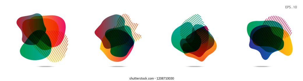 Set of abstract modern graphic elements. Dynamical colored forms and line. Gradient abstract banners with flowing liquid shapes. Template for the design of a logo,flyer or presentation. Vector.