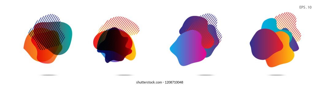 Set of abstract modern graphic elements. Dynamical colored forms and line. Gradient abstract banners with flowing liquid shapes. Template for the design of a logo,flyer or presentation. Vector.