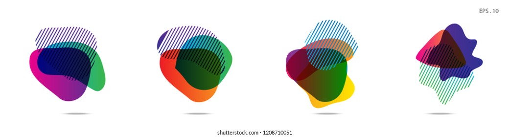 Set of abstract modern graphic elements. Dynamical colored forms and line. Gradient abstract banners with flowing liquid shapes. Template for the design of a logo,flyer or presentation. Vector.