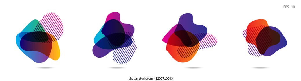 Set of abstract modern graphic elements. Dynamical colored forms and line. Gradient abstract banners with flowing liquid shapes. Template for the design of a logo,flyer or presentation. Vector.