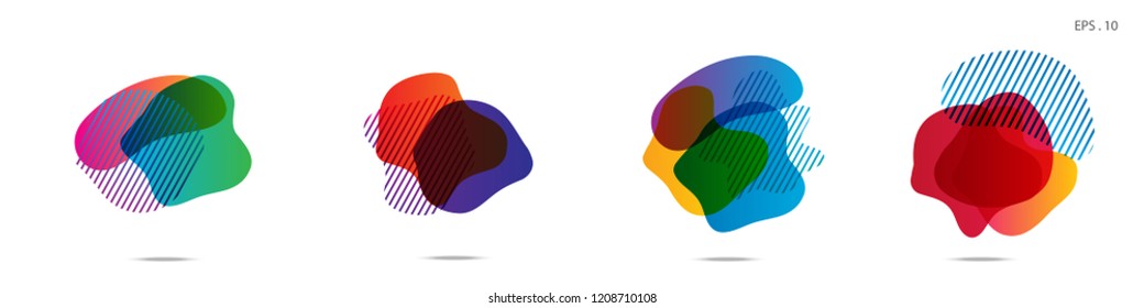 Set of abstract modern graphic elements. Dynamical colored forms and line. Gradient abstract banners with flowing liquid shapes. Template for the design of a logo,flyer or presentation. Vector.