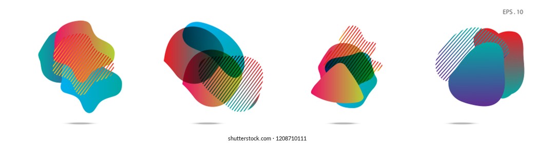 Set of abstract modern graphic elements. Dynamical colored forms and line. Gradient abstract banners with flowing liquid shapes. Template for the design of a logo,flyer or presentation. Vector.