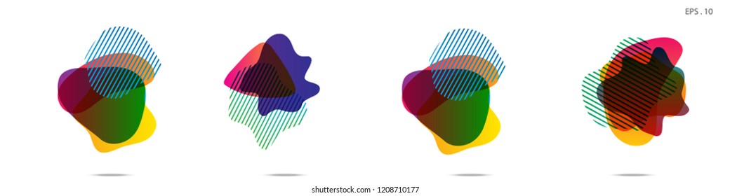 Set of abstract modern graphic elements. Dynamical colored forms and line. Gradient abstract banners with flowing liquid shapes. Template for the design of a logo,flyer or presentation. Vector.