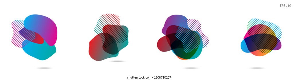 Set of abstract modern graphic elements. Dynamical colored forms and line. Gradient abstract banners with flowing liquid shapes. Template for the design of a logo,flyer or presentation. Vector.