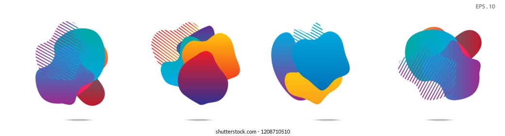 Set of abstract modern graphic elements. Dynamical colored forms and line. Gradient abstract banners with flowing liquid shapes. Template for the design of a logo,flyer or presentation. Vector.