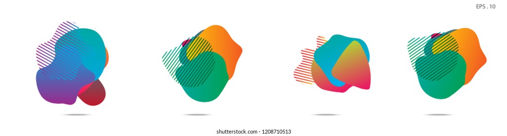 Set of abstract modern graphic elements. Dynamical colored forms and line. Gradient abstract banners with flowing liquid shapes. Template for the design of a logo,flyer or presentation. Vector.