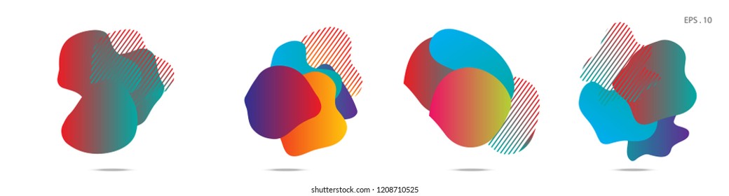 Set of abstract modern graphic elements. Dynamical colored forms and line. Gradient abstract banners with flowing liquid shapes. Template for the design of a logo,flyer or presentation. Vector.