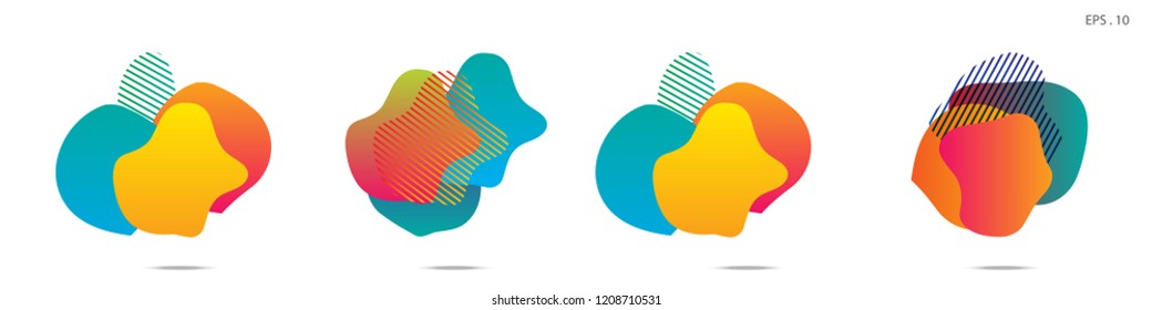 Set of abstract modern graphic elements. Dynamical colored forms and line. Gradient abstract banners with flowing liquid shapes. Template for the design of a logo,flyer or presentation. Vector.