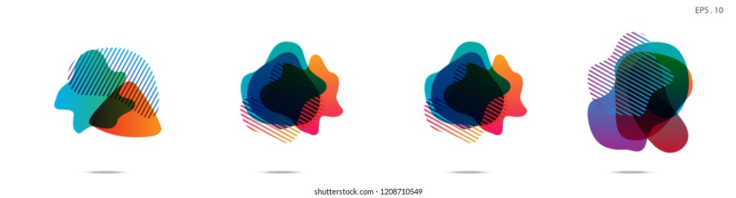 Set of abstract modern graphic elements. Dynamical colored forms and line. Gradient abstract banners with flowing liquid shapes. Template for the design of a logo,flyer or presentation. Vector.