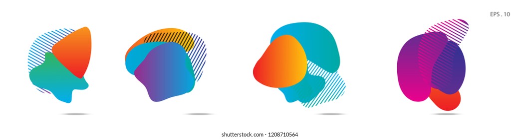 Set of abstract modern graphic elements. Dynamical colored forms and line. Gradient abstract banners with flowing liquid shapes. Template for the design of a logo,flyer or presentation. Vector.