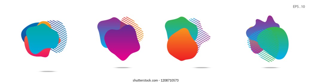 Set of abstract modern graphic elements. Dynamical colored forms and line. Gradient abstract banners with flowing liquid shapes. Template for the design of a logo,flyer or presentation. Vector.