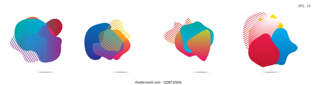 Set of abstract modern graphic elements. Dynamical colored forms and line. Gradient abstract banners with flowing liquid shapes. Template for the design of a logo,flyer or presentation. Vector.