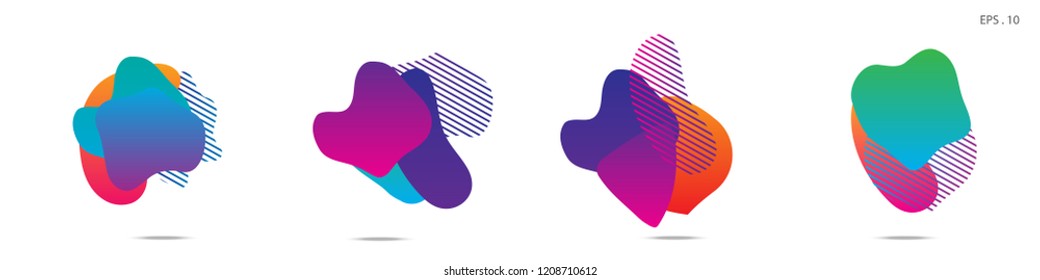 Set of abstract modern graphic elements. Dynamical colored forms and line. Gradient abstract banners with flowing liquid shapes. Template for the design of a logo,flyer or presentation. Vector.