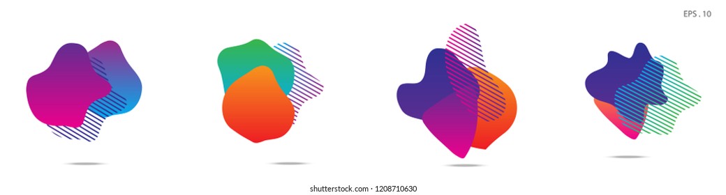 Set of abstract modern graphic elements. Dynamical colored forms and line. Gradient abstract banners with flowing liquid shapes. Template for the design of a logo,flyer or presentation. Vector.